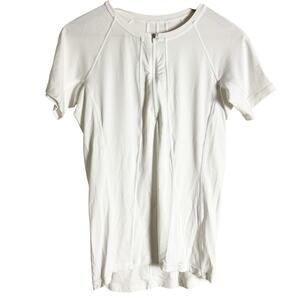 Athleta Pacifica White Short Sleeve Swim Surf Athletic Tee Size Medium